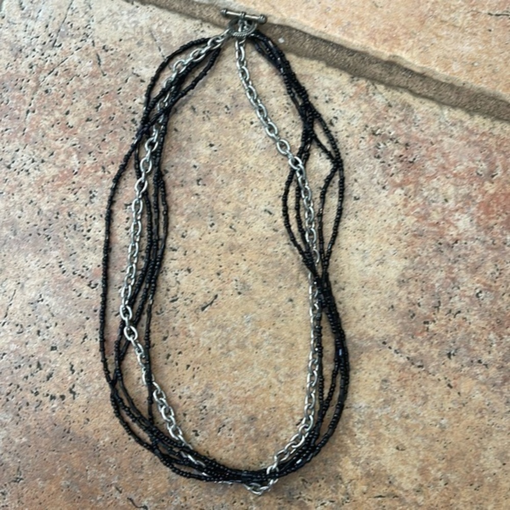 Chain and beaded multi strand necklace